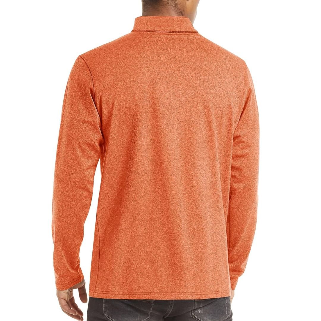 TACVASEN Orange Men's Quarter Zip Thermal Fleece Lined Pullover Sweatshirt