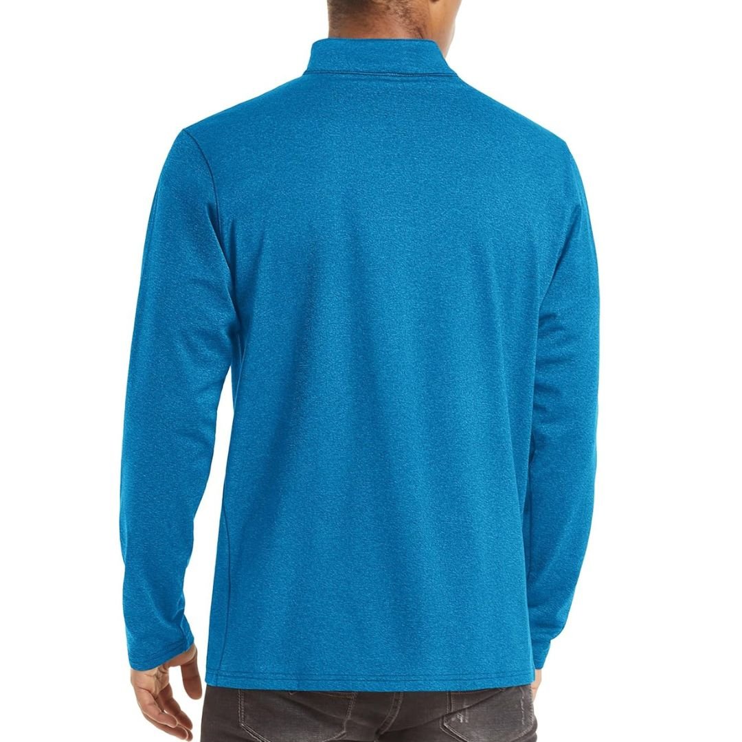 TACVASEN Sea Blue Men's Quarter Zip Thermal Fleece Lined Pullover Sweatshirt