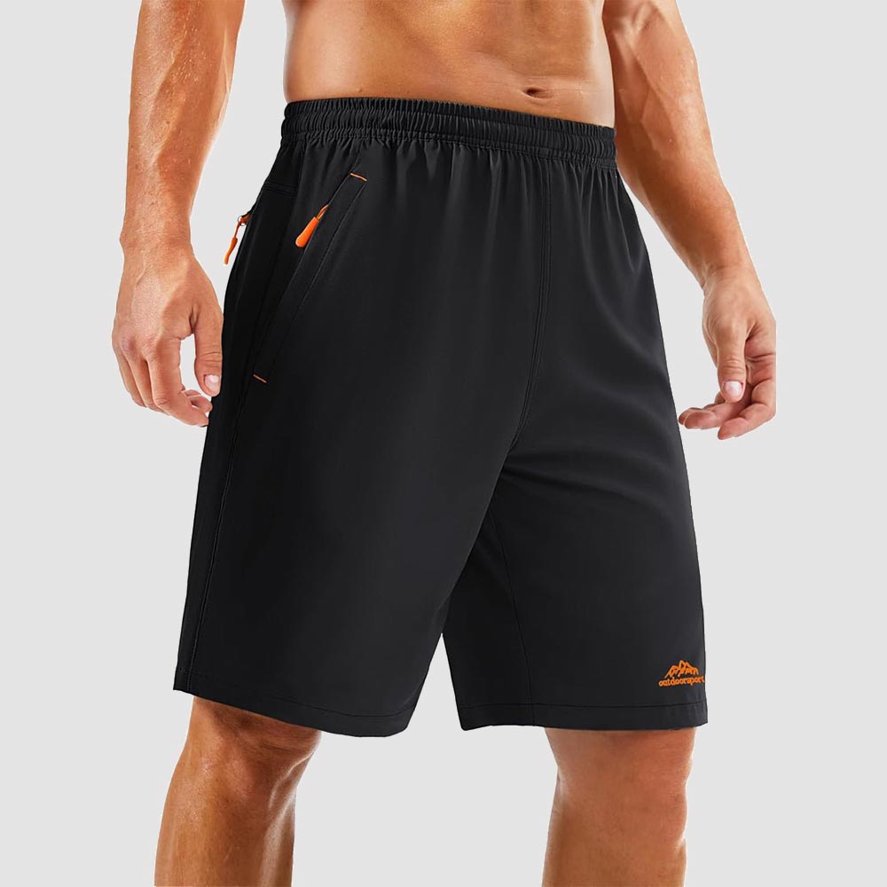 TACVASEN Black Men's Running Workout Shorts Quick Dry with Pockets