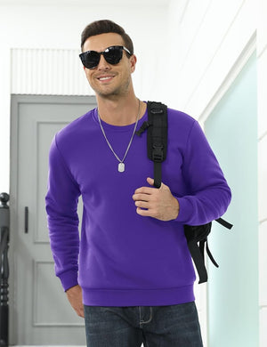 TACVASEN Purple Men's Sherpa Lined Sweatshirt Warm Heavyweight Fleece Pullover