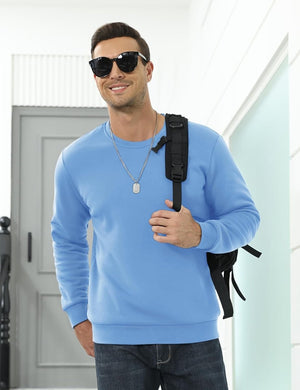 TACVASEN Sky Blue Men's Sherpa Lined Sweatshirt Warm Heavyweight Fleece Pullover