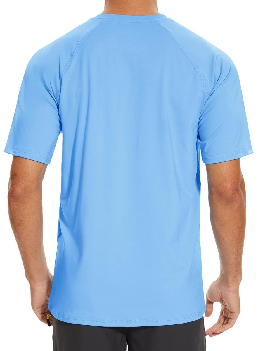 TACVASEN Waterfall Blue Men's Short Sleeve UPF 50+ Sun Protection Shirts