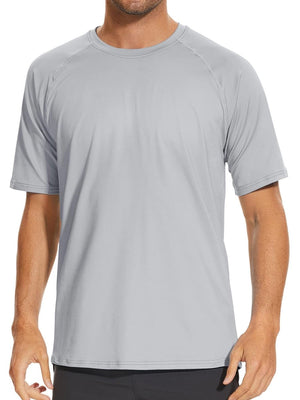 TACVASEN Light Grey Men's Short Sleeve UPF 50+ Sun Protection Shirts