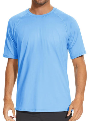 TACVASEN Waterfall Blue Men's Short Sleeve UPF 50+ Sun Protection Shirts