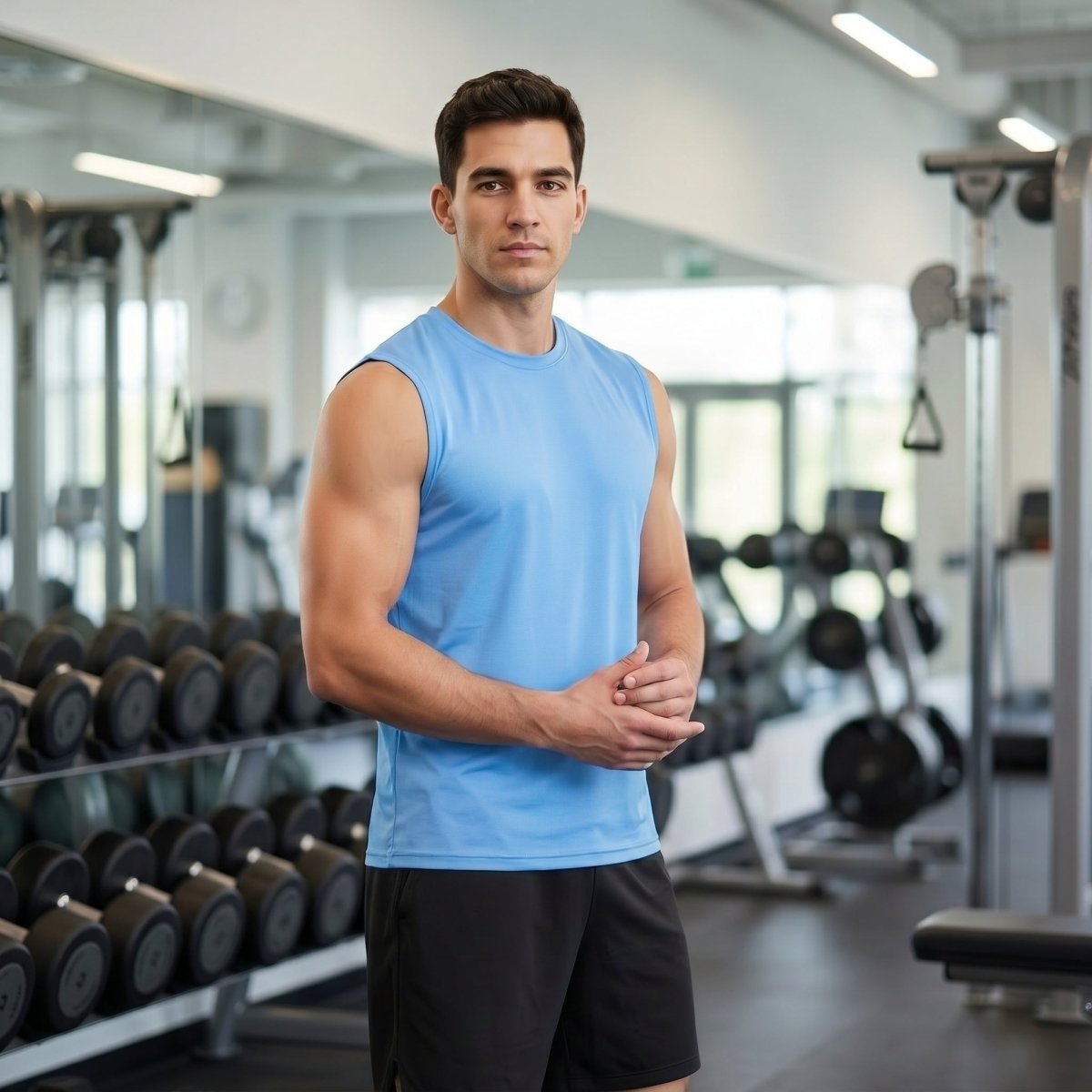 TACVASEN Waterfall Blue Men's Sleeveless Shirt Quick Dry UPF 50+ Gym Tank Top