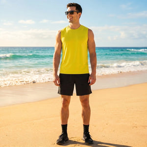 TACVASEN Yellow Men's Sleeveless Shirt Quick Dry UPF 50+ Gym Tank Top