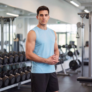 TACVASEN Light Lake Blue Men's Sleeveless Shirt Quick Dry UPF 50+ Gym Tank Top