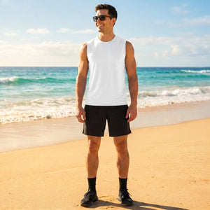 TACVASEN White Men's Sleeveless Shirt Quick Dry UPF 50+ Gym Tank Top