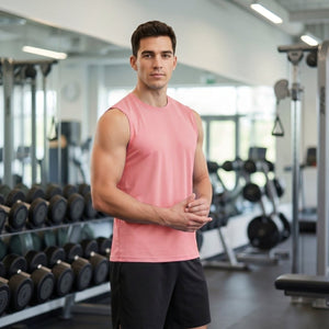 TACVASEN Pink Men's Sleeveless Shirt Quick Dry UPF 50+ Gym Tank Top