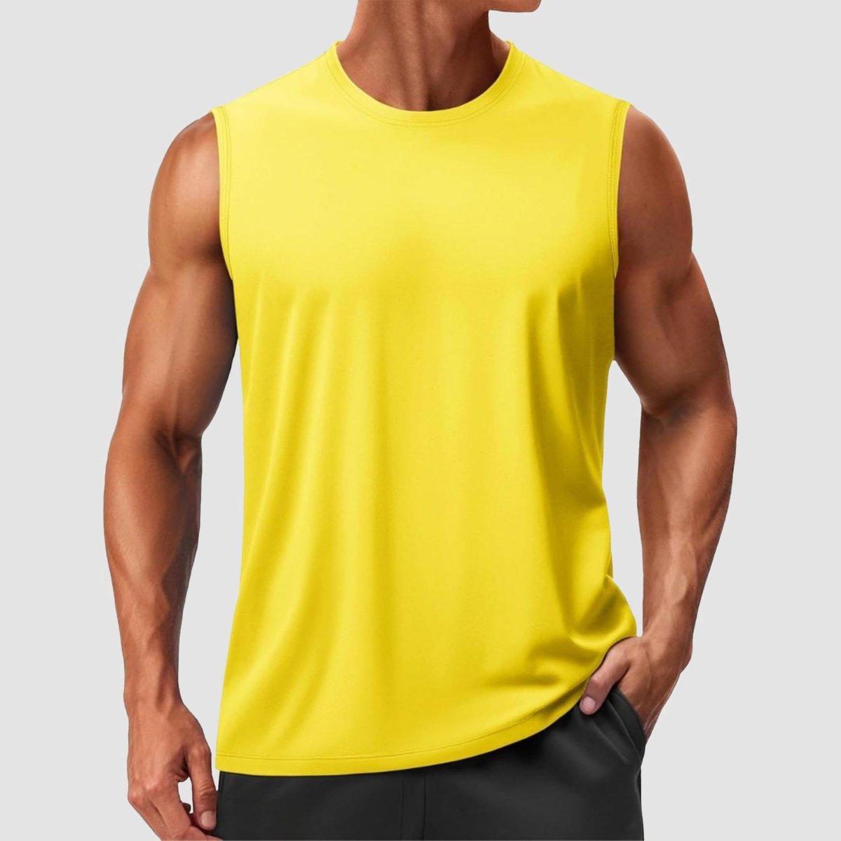TACVASEN Yellow Men's Sleeveless Shirt Quick Dry UPF 50+ Gym Tank Top