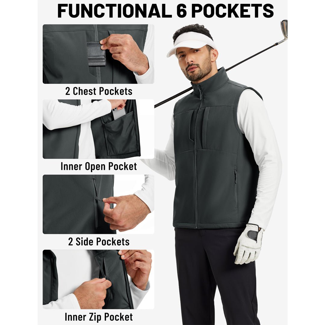 Men's Softshell Vest Windproof Waterproof Lightweight Jacket - AT25M3347