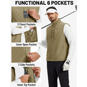 Men's Softshell Vest Windproof Waterproof Lightweight Jacket - AT25M3347