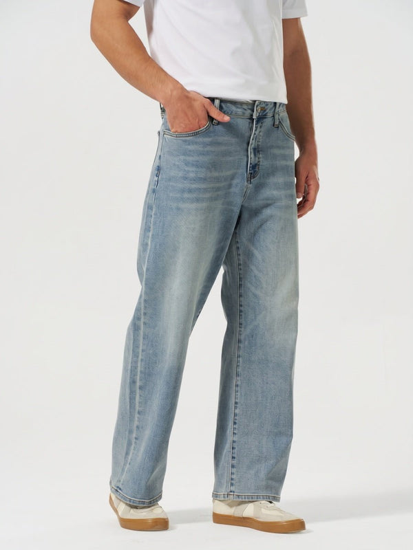 TACVASEN Light Blue Men's Straight Fit Jeans With Secure Storage