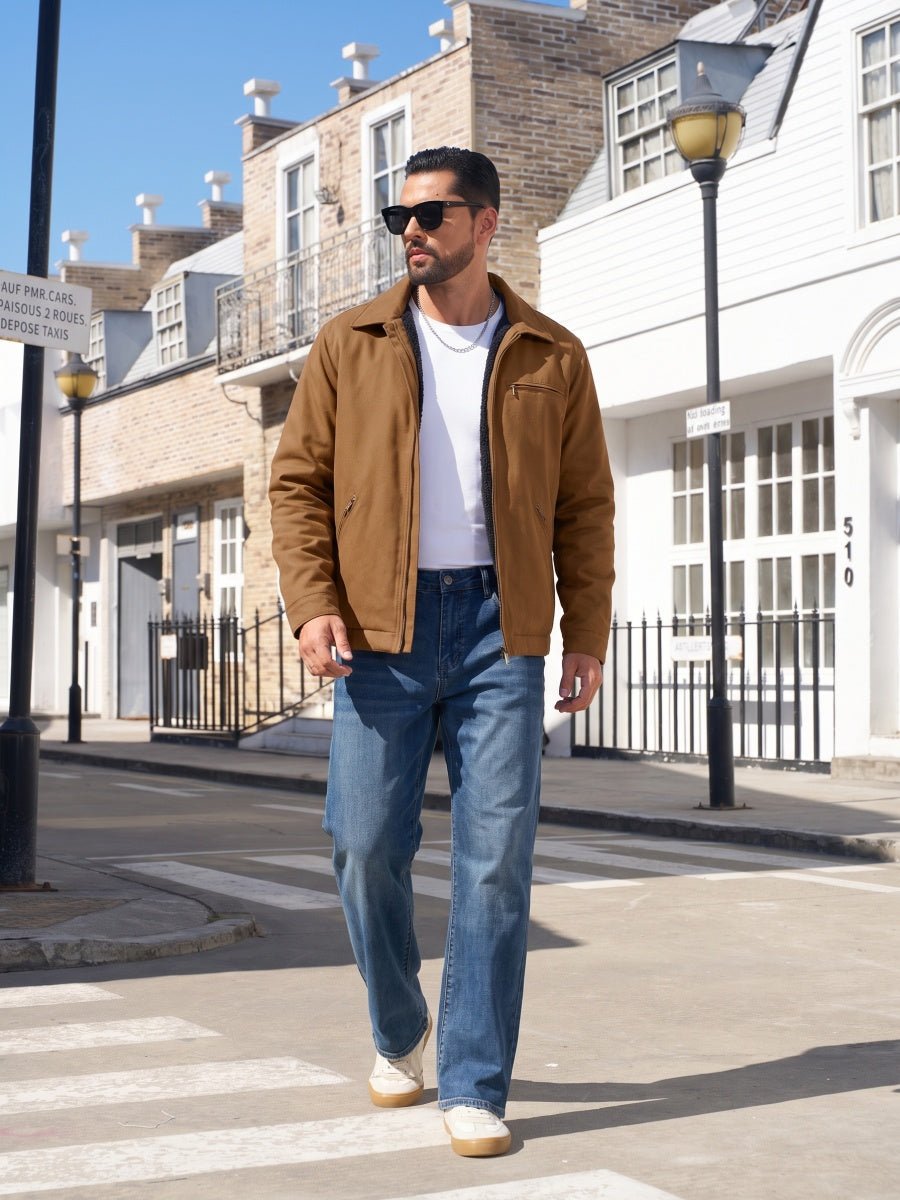 TACVASEN Vintage Blue Men's Straight Fit Jeans With Secure Storage