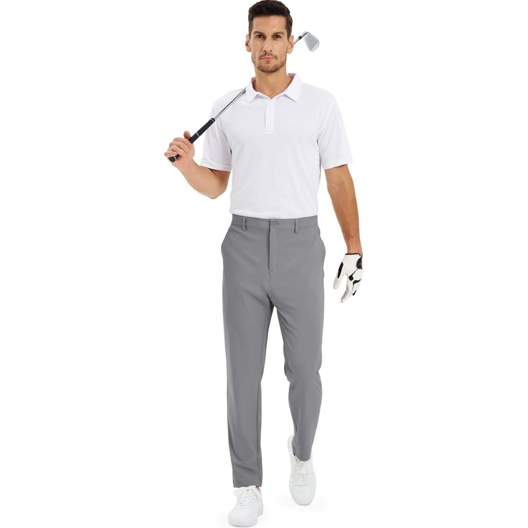 TACVASEN Light Grey Men's Stretch & Lightweight Classic Fit Golf Pants