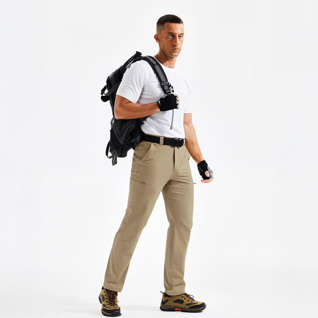 TACVASEN Khaki Men's Stretch Quick Dry Hiking Cargo Pants