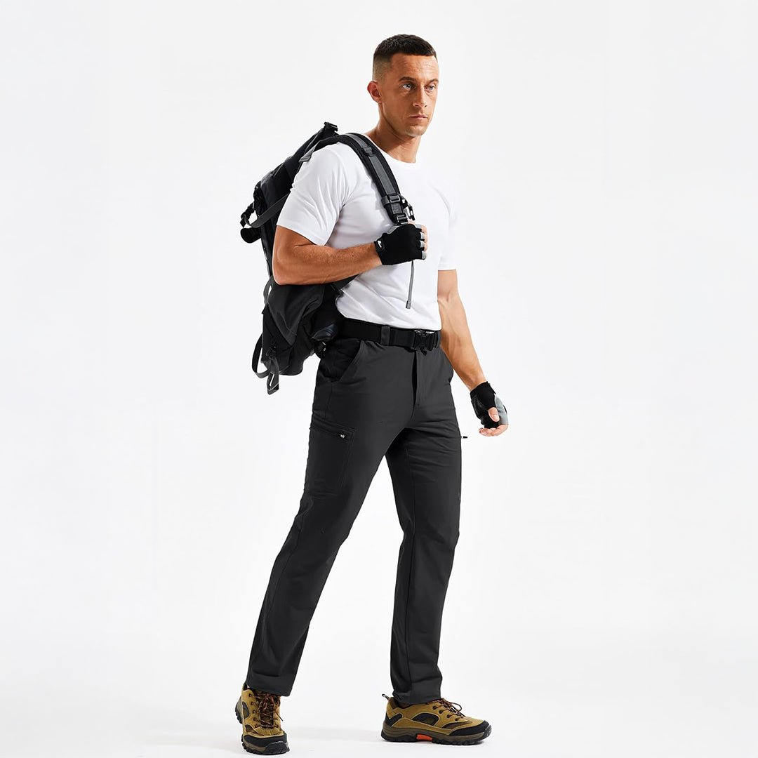 TACVASEN Black Men's Stretch Quick Dry Hiking Cargo Pants