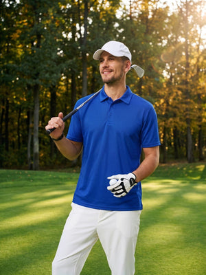 TACVASEN Bright Blue Men's Summer Golf Polo Breathable Functional Shirt