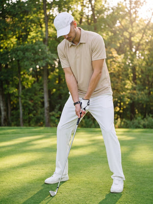 TACVASEN Khaki Men's Summer Golf Polo Breathable Functional Shirt