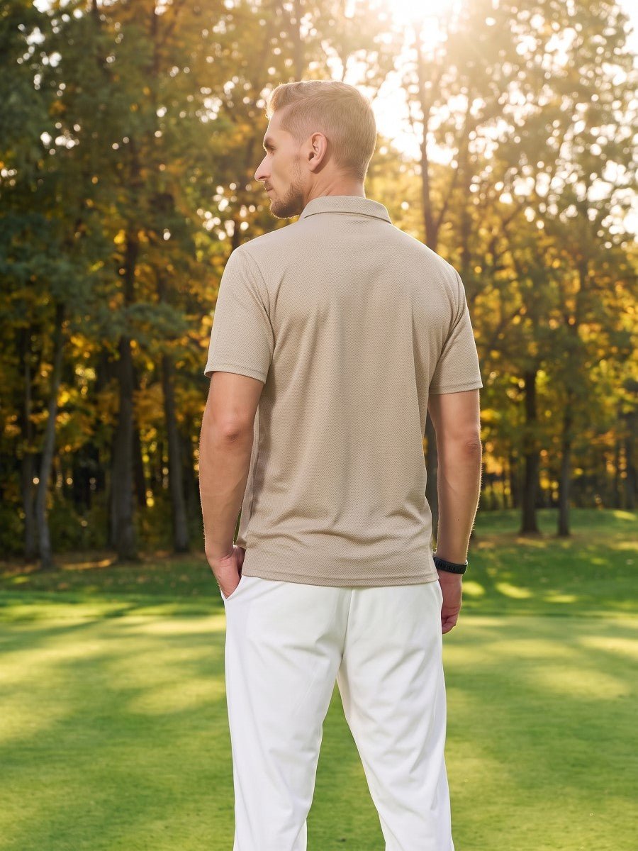 TACVASEN Khaki Men's Summer Golf Polo Breathable Functional Shirt