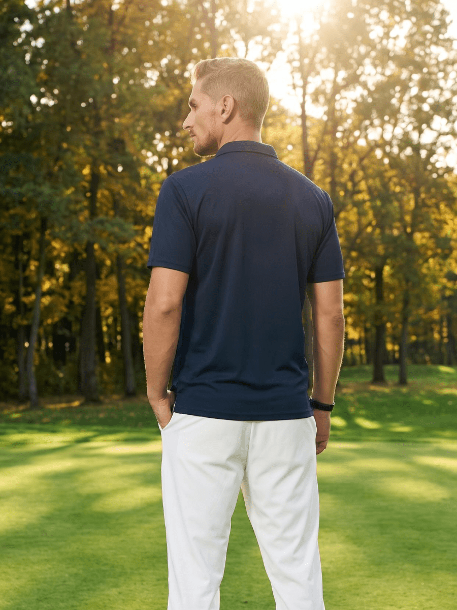 TACVASEN Navy Men's Summer Golf Polo Breathable Functional Shirt