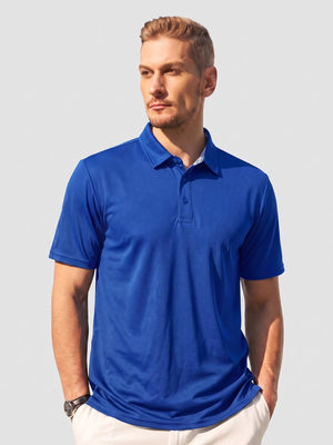 TACVASEN Bright Blue Men's Summer Golf Polo Breathable Functional Shirt