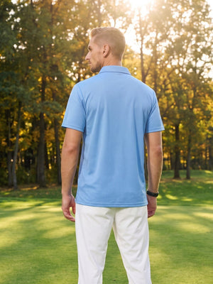 TACVASEN Sky Blue Men's Summer Golf Polo Breathable Functional Shirt