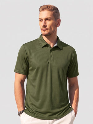 TACVASEN Army Green Men's Summer Golf Polo Breathable Functional Shirt