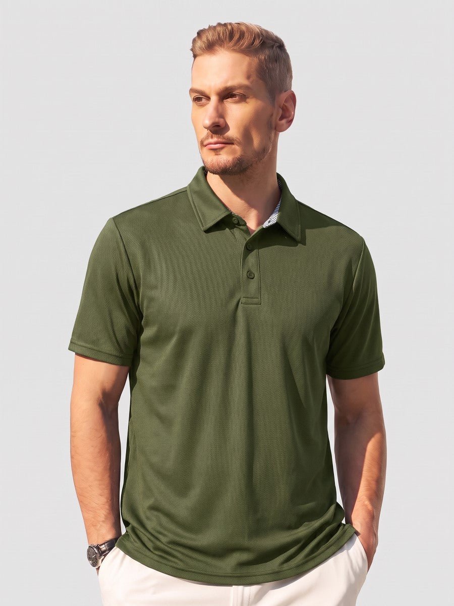 TACVASEN Army Green Men's Summer Golf Polo Breathable Functional Shirt