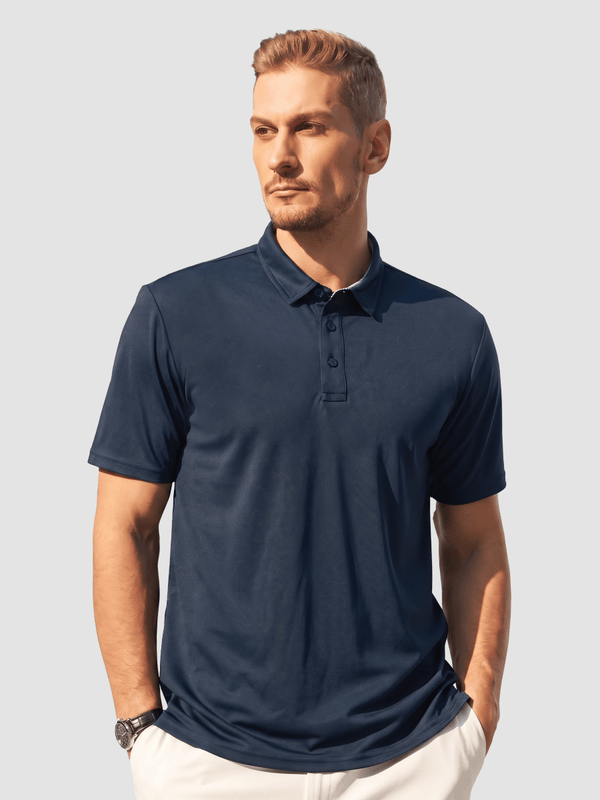 TACVASEN Navy Men's Summer Golf Polo Breathable Functional Shirt