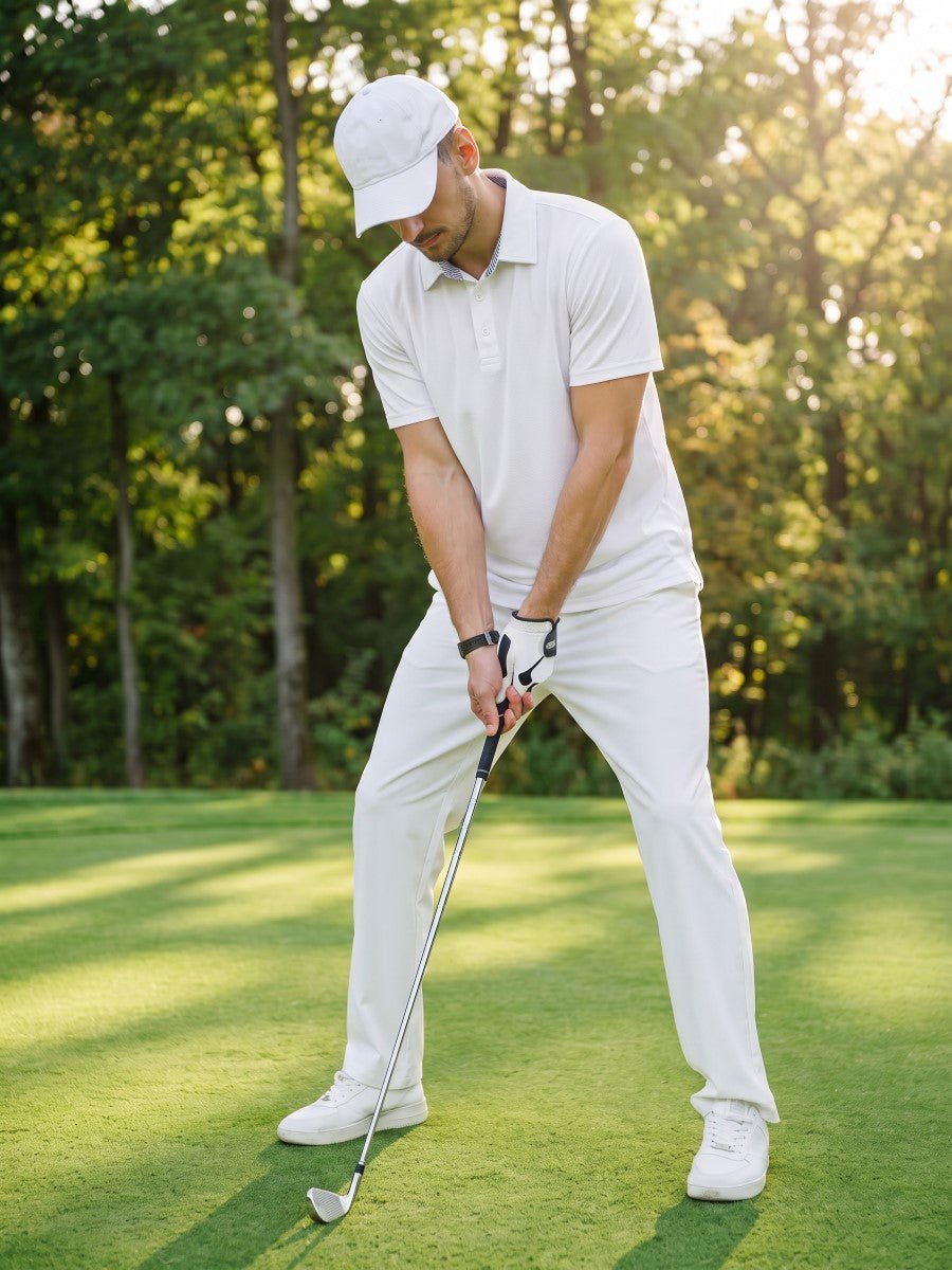 TACVASEN White Men's Summer Golf Polo Breathable Functional Shirt