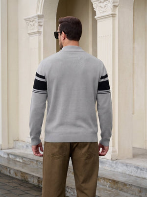 TACVASEN Light Grey Men's Sweaters 1/4 Zip Cotton Sweater
