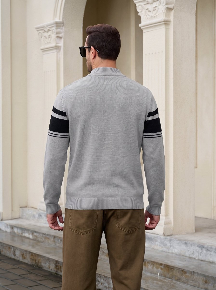 TACVASEN Light Grey Men's Sweaters 1/4 Zip Cotton Sweater