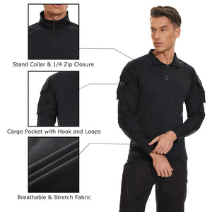 TACVASEN Navy Men's Tactical Military Long Sleeves Shirt