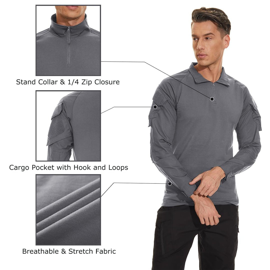 TACVASEN Navy Men's Tactical Military Long Sleeves Shirt