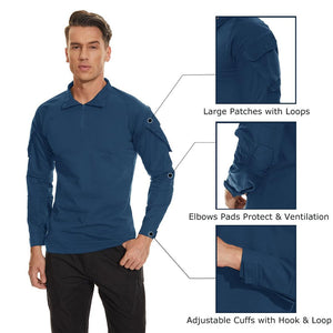 TACVASEN Navy Men's Tactical Military Long Sleeves Shirt