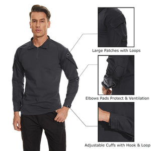 TACVASEN Navy Men's Tactical Military Long Sleeves Shirt