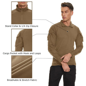 TACVASEN Navy Men's Tactical Military Long Sleeves Shirt