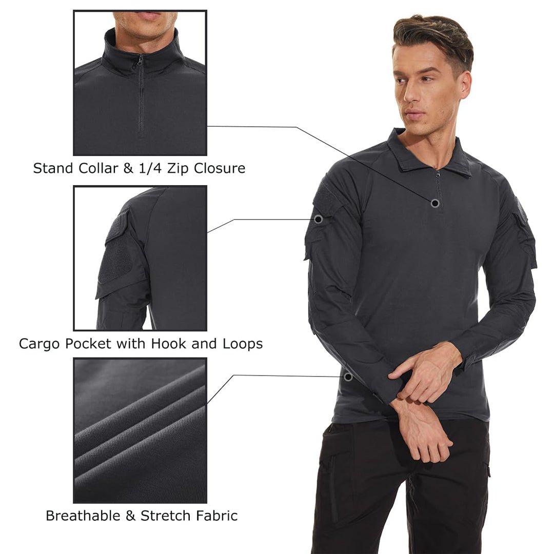 TACVASEN Navy Men's Tactical Military Long Sleeves Shirt