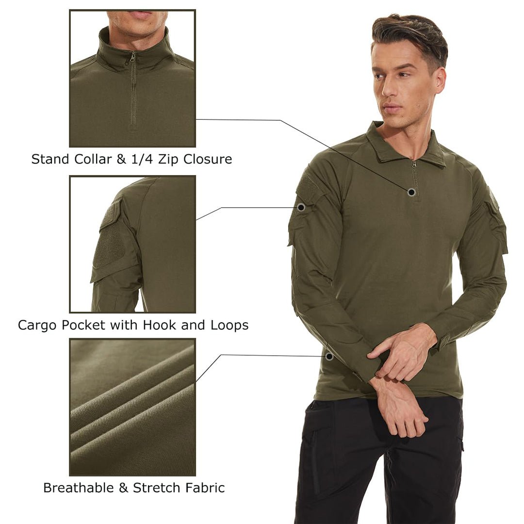 TACVASEN Navy Men's Tactical Military Long Sleeves Shirt