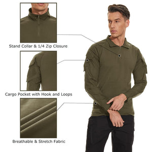 TACVASEN Navy Men's Tactical Military Long Sleeves Shirt