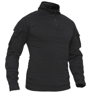 TACVASEN Black Men's Tactical Military Long Sleeves Shirt