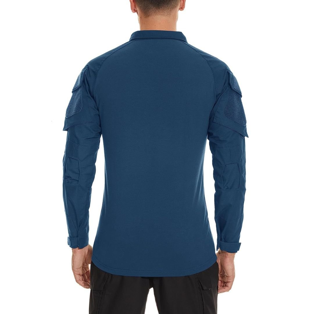 TACVASEN Denim Blue Men's Tactical Military Long Sleeves Shirt
