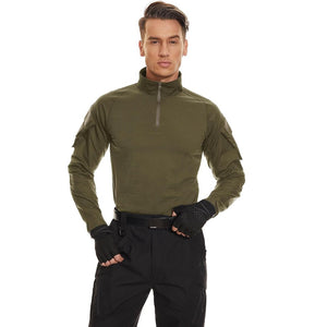 TACVASEN Army Green Men's Tactical Military Long Sleeves Shirt