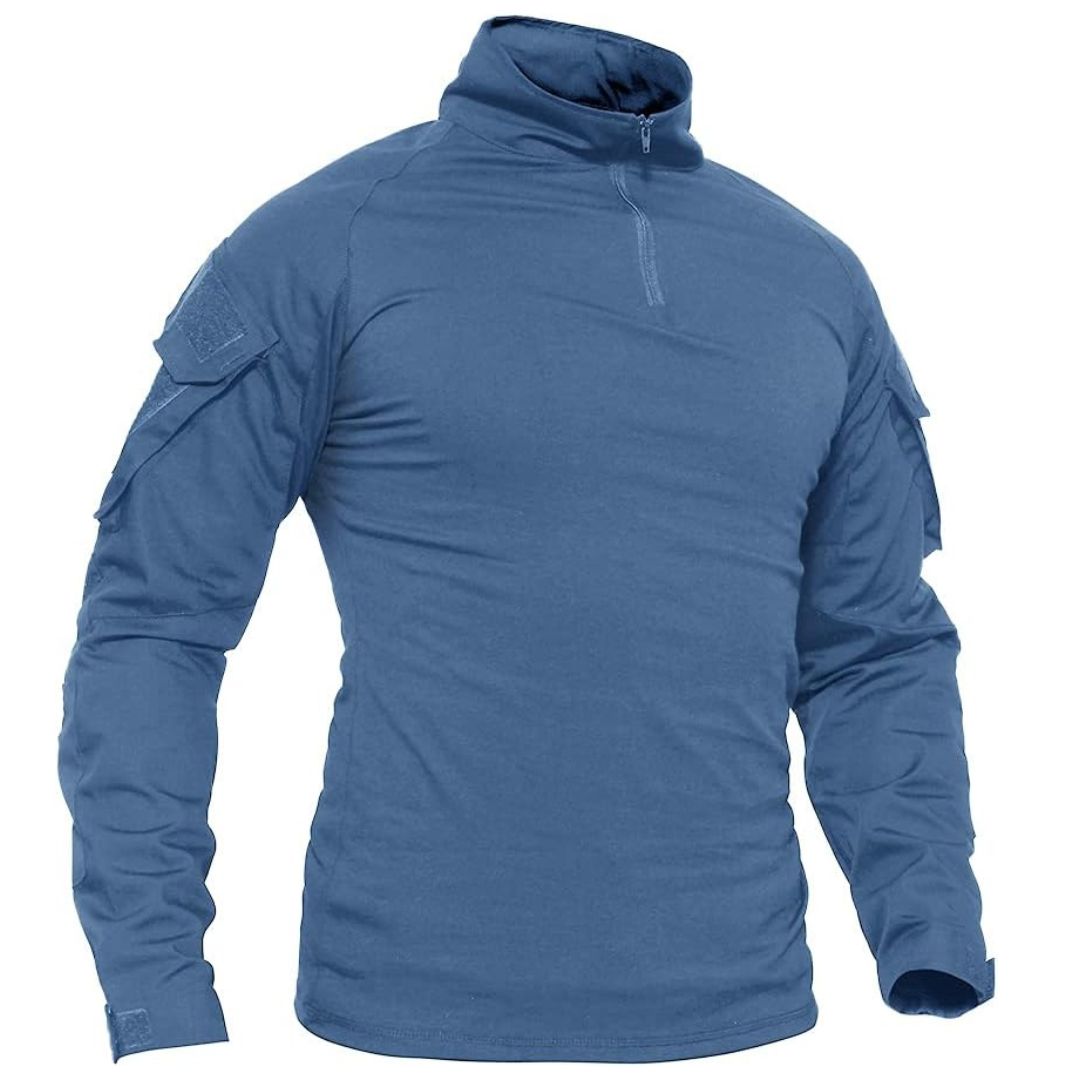 TACVASEN Blue Grey Men's Tactical Military Long Sleeves Shirt