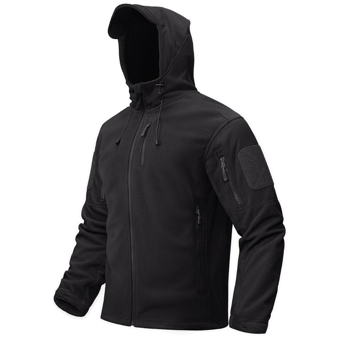 TACVASEN Black Men's Tactical Fleece Jacket Hoodie Winter Down Jackets