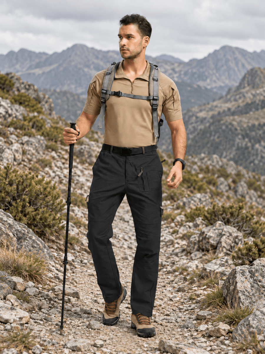 TACVASEN Black Men's Tactical Outdoor Ripstop Cargo Pants