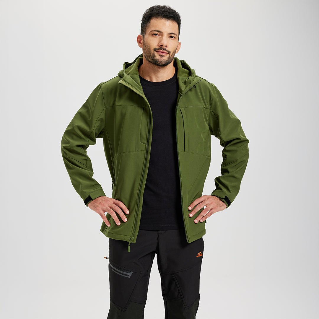 TACVASEN Army Green Tactical Softshell Jacket Hooded Waterproof Coat