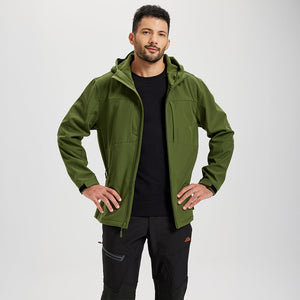 TACVASEN Army Green Tactical Softshell Jacket Hooded Waterproof Coat