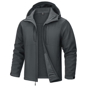 TACVASEN Dark Gray Tactical Softshell Jacket Hooded Waterproof Coat